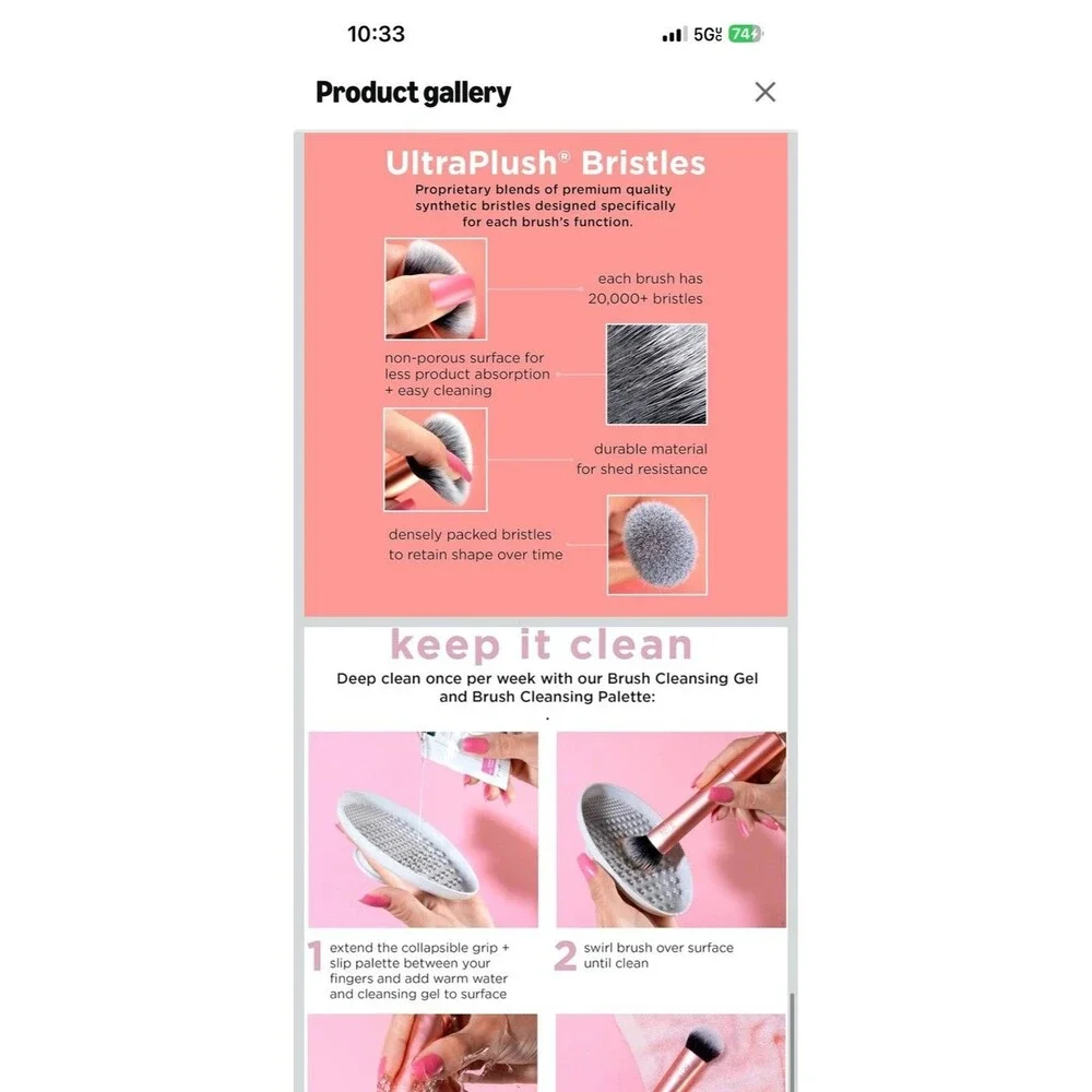 Lot Of 2 Real Techniques Expert Concealer Brush Kitten Paw